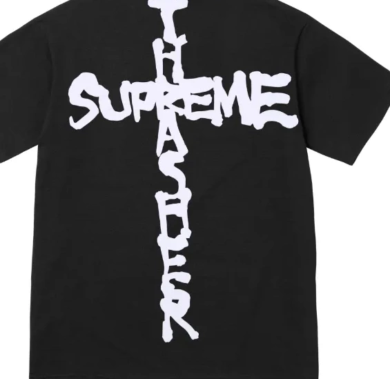 L M T-shirt and Cross Black S White XL English 0806